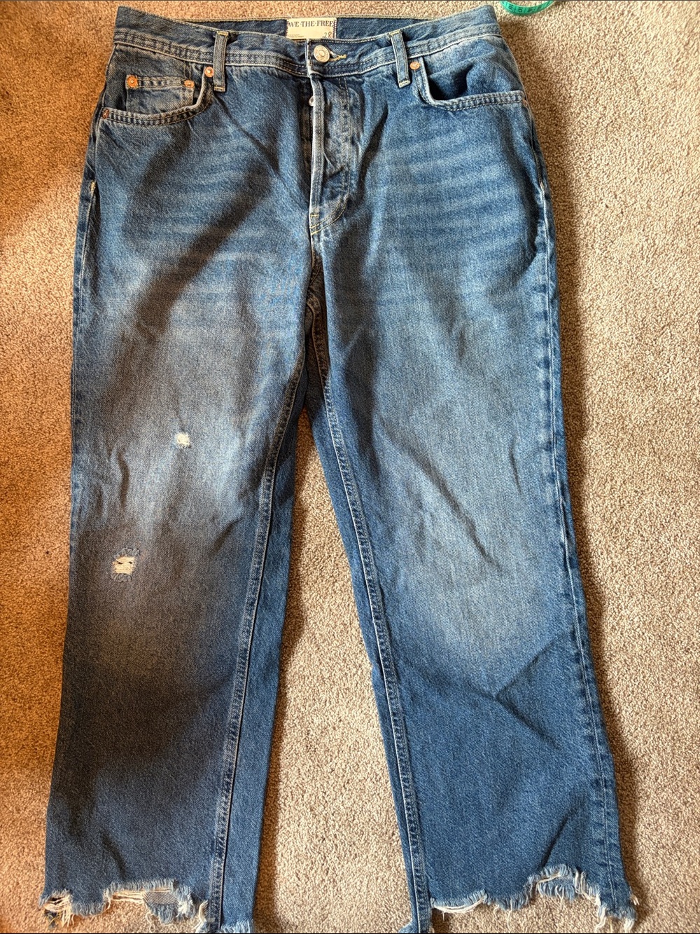 We The Free Distressed Blue Straight Jeans